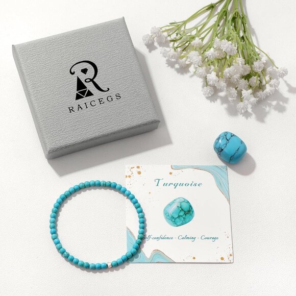 Turquoise Crystal Stretch Bracelet - 4mm Beads for Protective Healing & Elegance - Picture 7 of 7